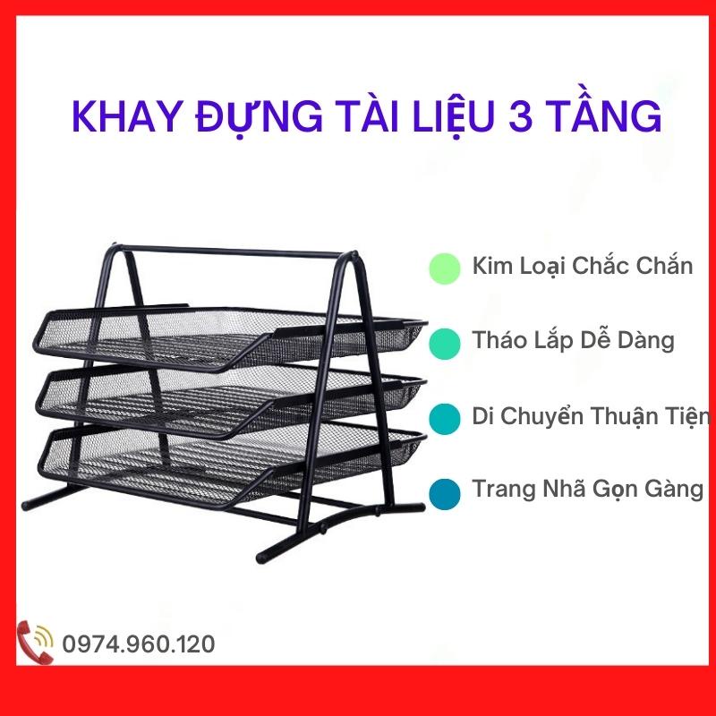 Kệ đựng tài liệu 3 tầng, giá để hồ sơ, đựng tài liệu, kệ sắt đựng hồ sơ văn phòng, khung kim loại chắc chắn