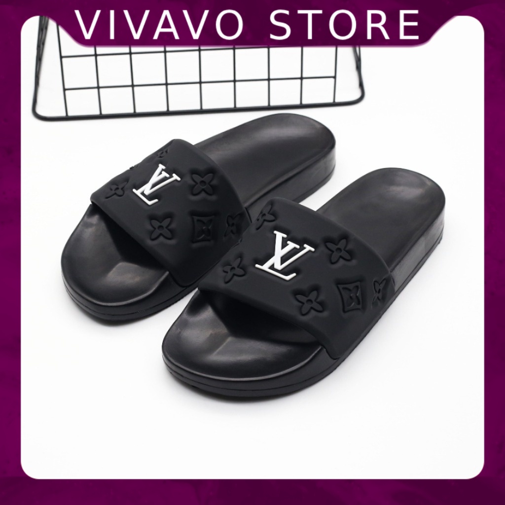 Dép Nam LV Quai Ngang ĐẾ PU Đi êm Chân Kiểu Dáng Thời Trang Năng Động - FREE SHIP