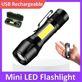 Đèn pin led cob + xpe mini kèm kẹp cầm tay tiện dụng