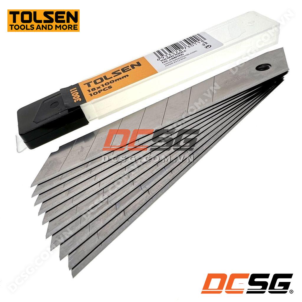 Lưỡi dao rọc giấy 18x100x0.5mm Tolsen 30011 (10 lưỡi/hộp)