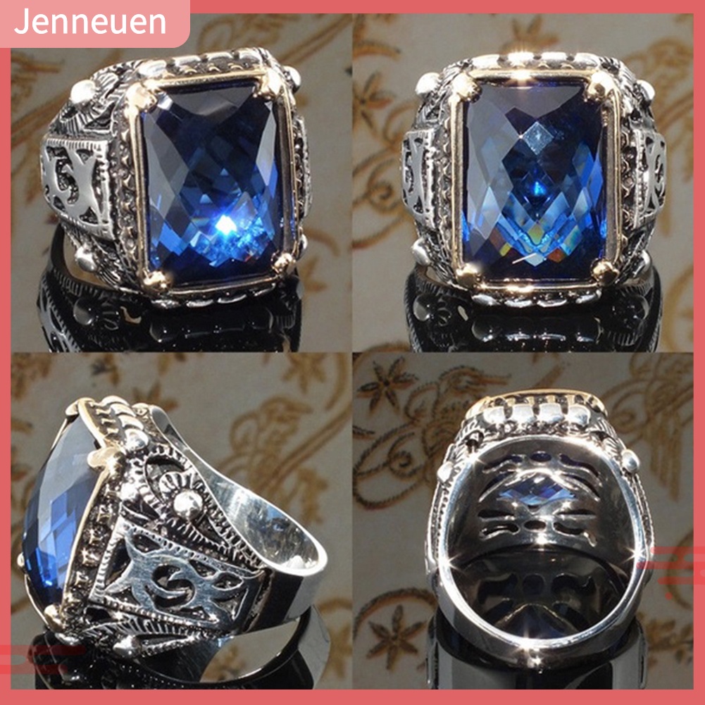 Nhẫn Mặt Vuông Đính Đá Zircon Sang Trọng Cho Nam