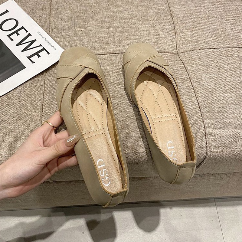 Prowow❤Giày Búp Bê Da Mềm Đế Bằng Thời Trang Cho Nữ