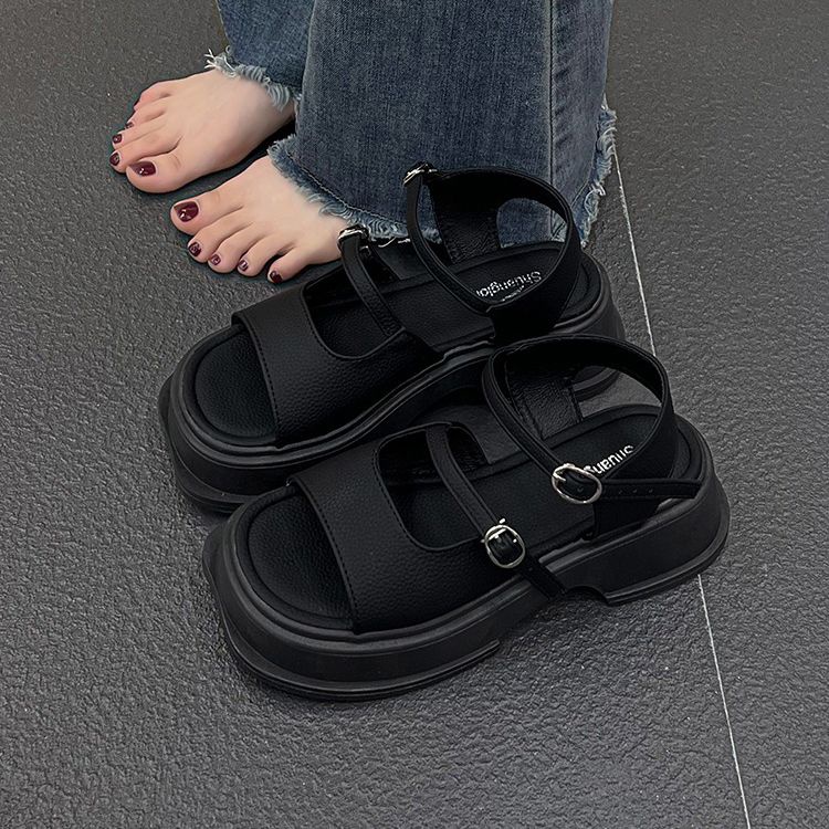 KaBaiQi Dép bánh mì guốc dép sandal nữ Màu Sắc Đơn Giản Thoải Mái Cao Gót Chống Trơn Trượt dép đế xuồng 32ZHDLX072610