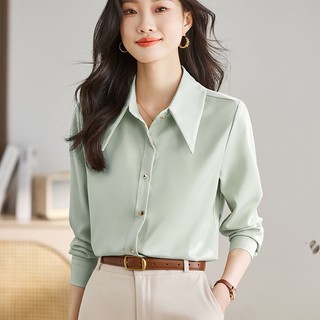 Acetate áo sơ mi satin cao cấp thời trang công sở chuyên nghiệp cho nữ