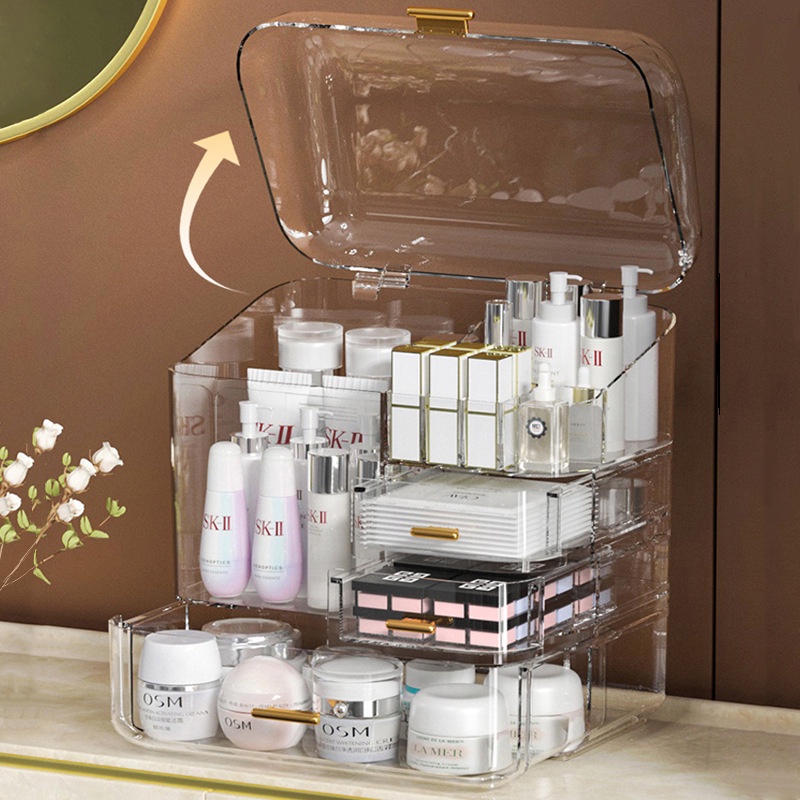 Hộp đựng mỹ phẩm HANGDIAN bằng acrylic trong suốt giúp bảo quản chì kẻ mày/son môi/sản phẩm chăm sóc da