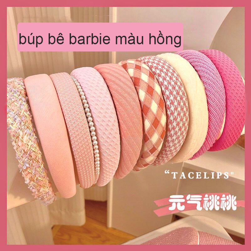 Băng Đô Cài Tóc Bản Rộng Màu Hồng Thời Trang Cho Búp Bê Barbie