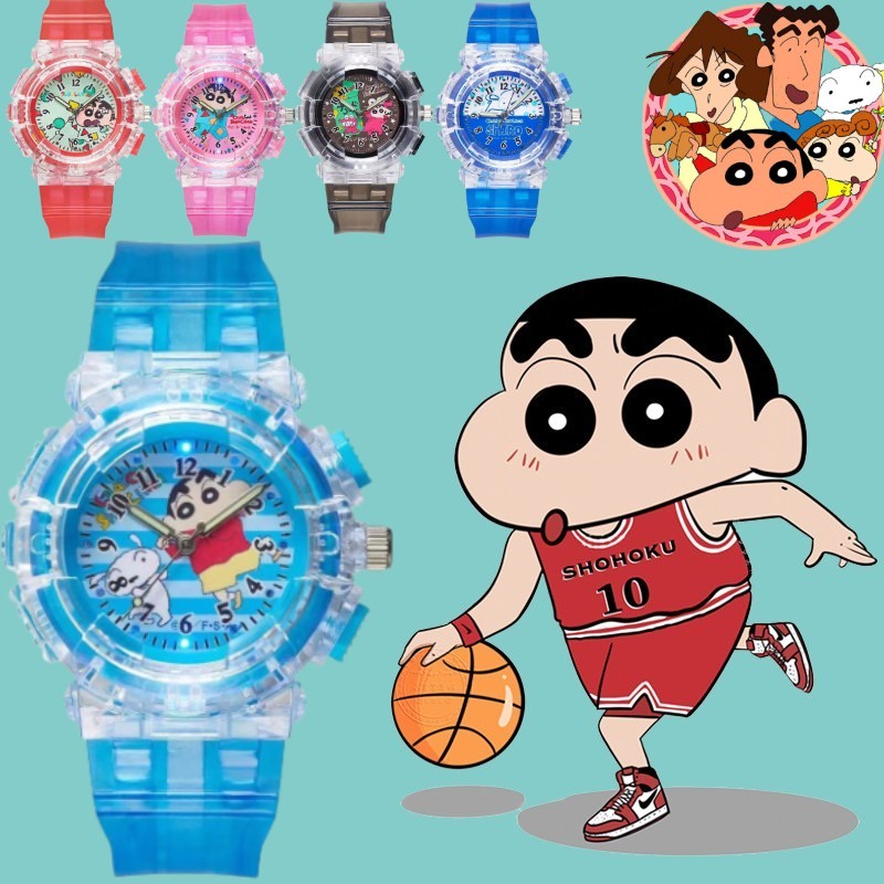 Đồng Hồ Điện Tử Đèn LED Hoạt Hình Shin-chan Dễ Thương Chất Lượng Cao Cho Bé Trai Bé Gái