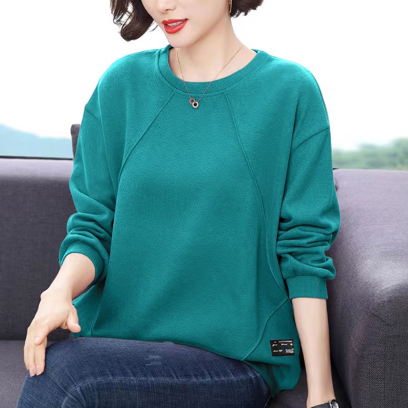 Áo Thun Nữ Dài Tay / Phong Cách Mới / Phong Cách Mùa Thu / Giản Dị / Rộng / Size Lớn / Trung Niên / Áo Thun