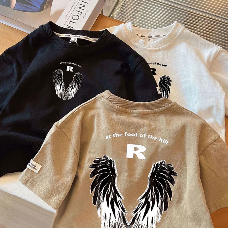 (1-14y) tay ngắn áo phông 100% cotton phong cách hàn quốc đôi in rời thời trang mát mẻ trẻ em mặc hàng đầu quần áo bé trai budak lelakibaju