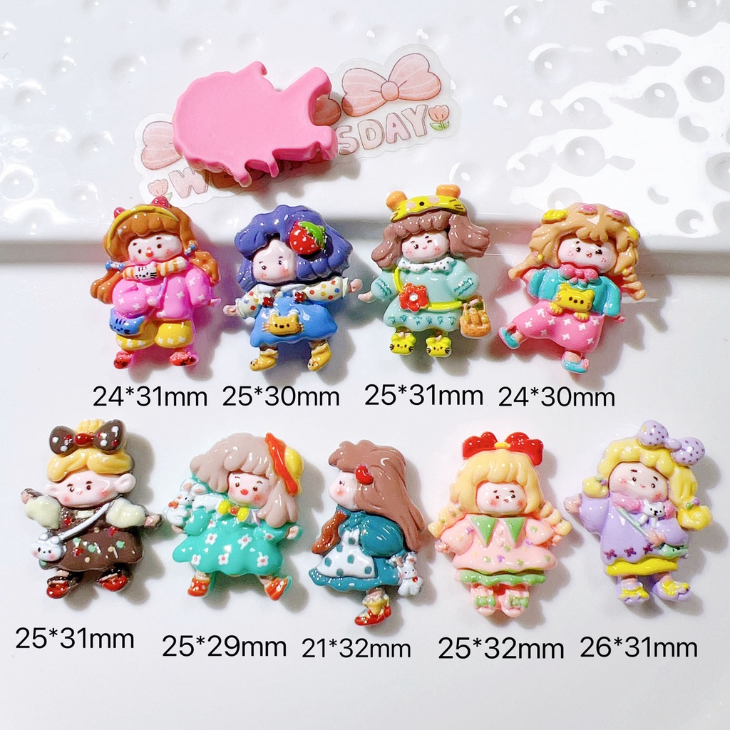 Bộ 20 Kẹp Tóc Hình Cô Gái Bằng Đá Cabochons Dùng Làm Đồ Trang Sức / Điện Thoại