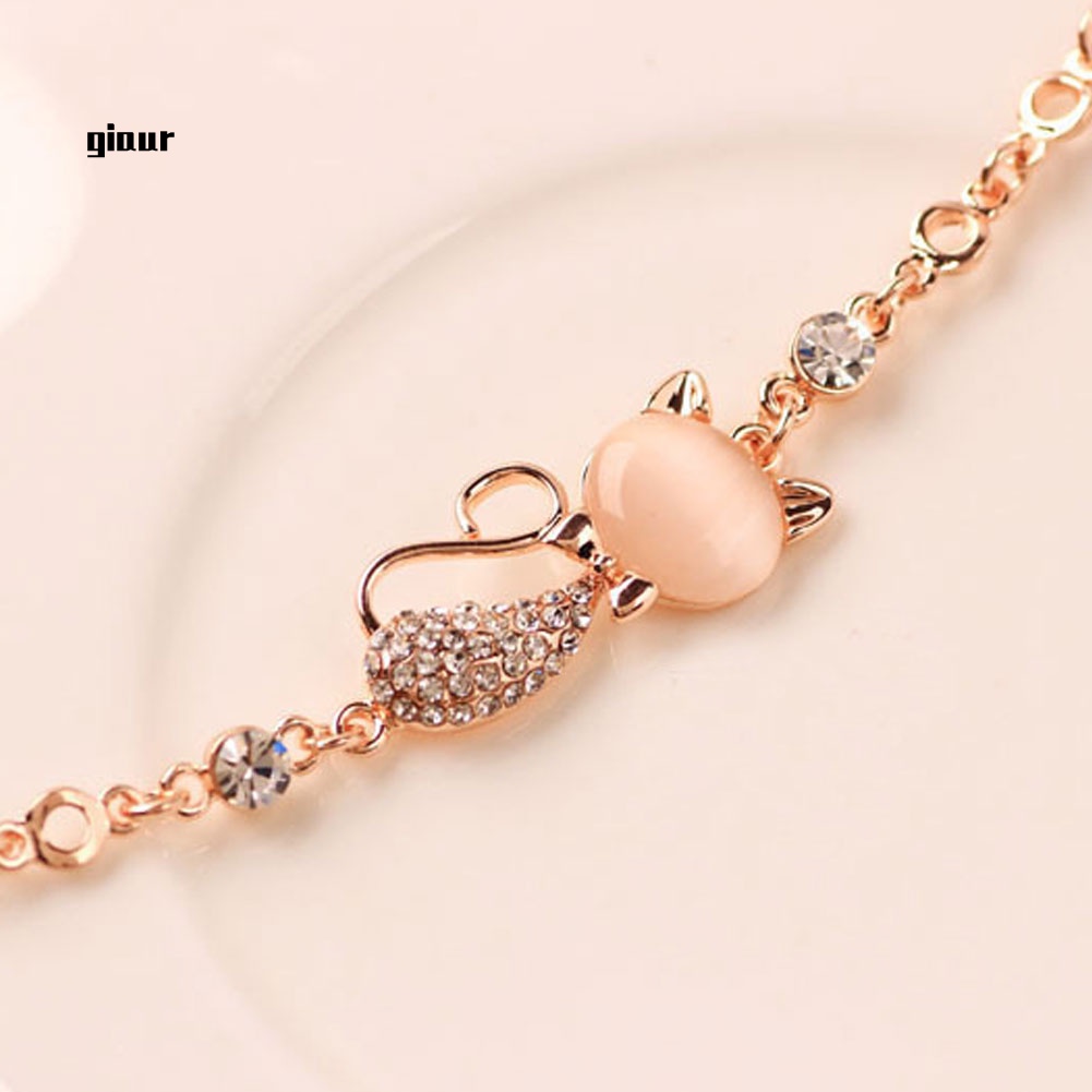 Vòng Tay Đính Đá Opal Nhân Tạo Hình Mèo Thời Trang Cho Nữ