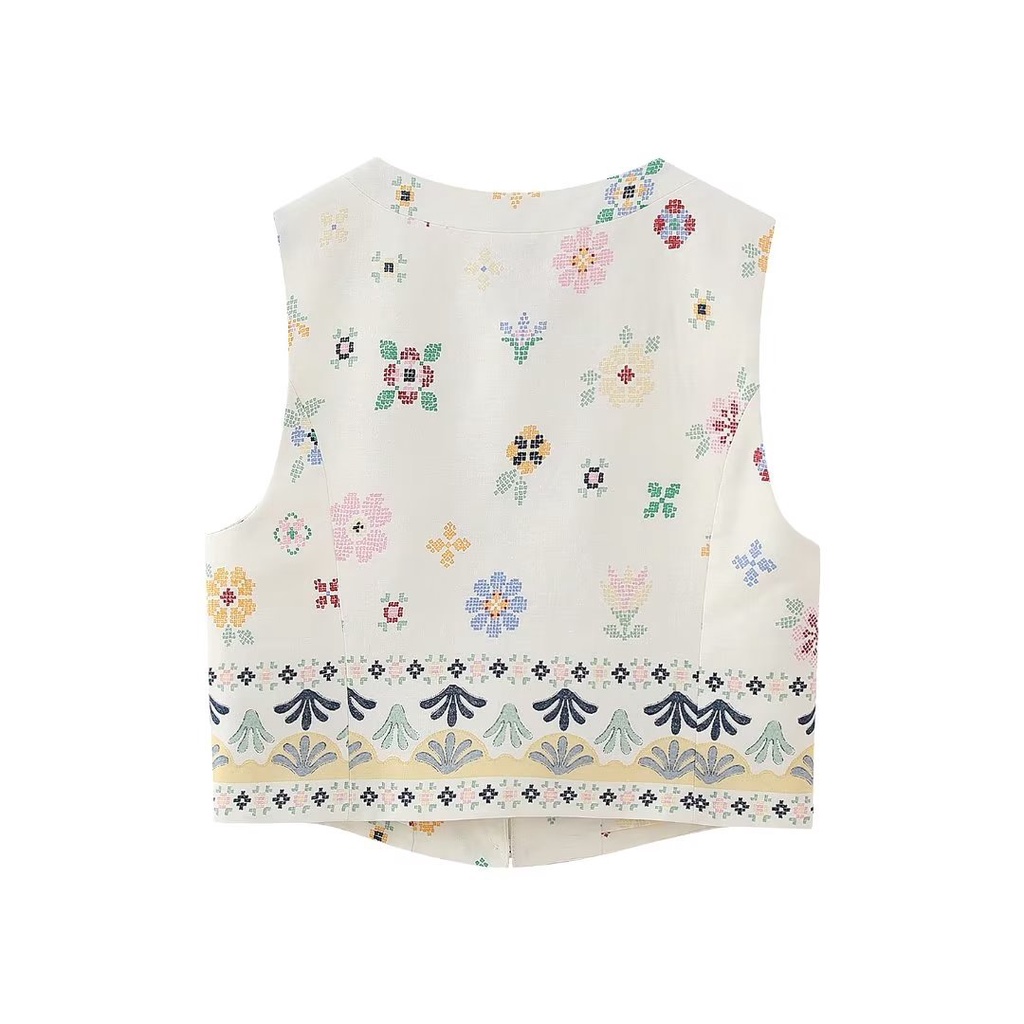 Áo vest + Quần In Họa Tiết qunz Pha Trộn 6010