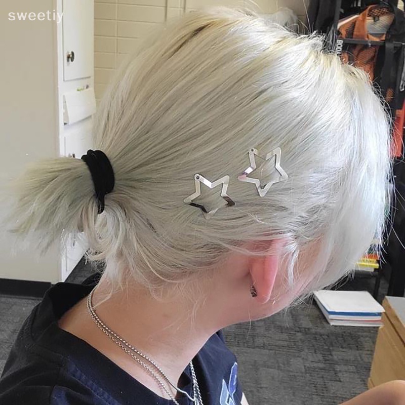 Set 10 Kẹp Tóc Hình Ngôi Sao Năm Cánh Bằng Kim Loại Chống Trượt Cho Nữ y2k Mới