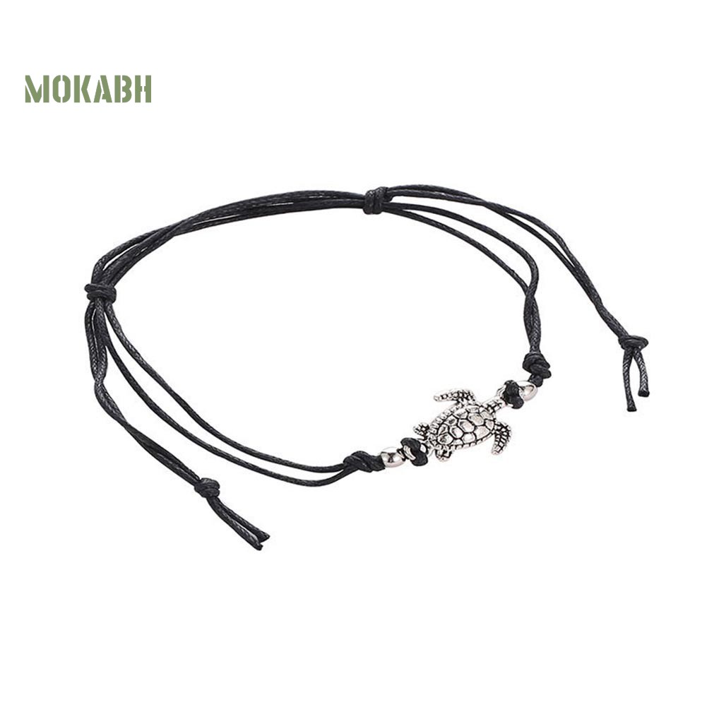 Lắc Chân Dệt Thủ Công Đính Hạt Charm Hình Rùa Phong Cách Vintage Cho Nữ