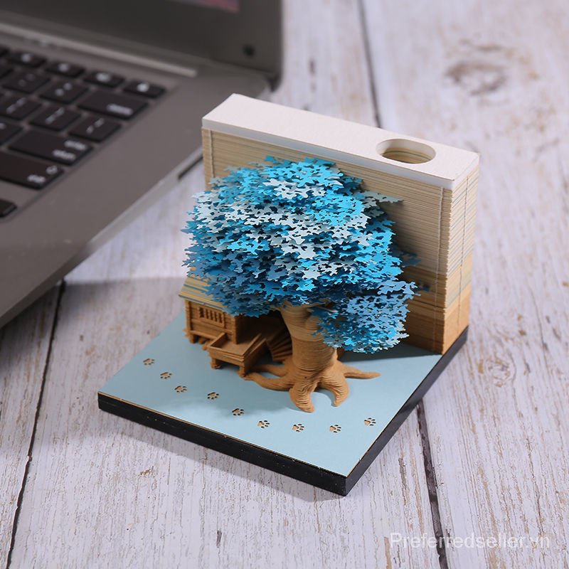 Giấy Ghi Chú 3d Hình Ngôi Nhà Cây Ba Chiều Độc Đáo