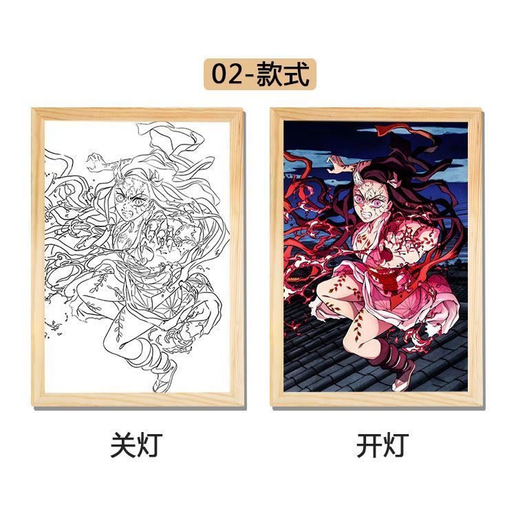 Khung Ảnh Đèn LED Hoạ Tiết Demon Slayer Độc Đáo Sáng Tạo