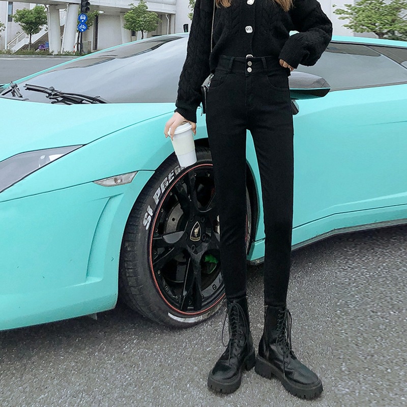 Quần Jean Nữ Lưng Cao ôm body đẹp vải co dãn cao cấp, Quần dài nữ vải denim