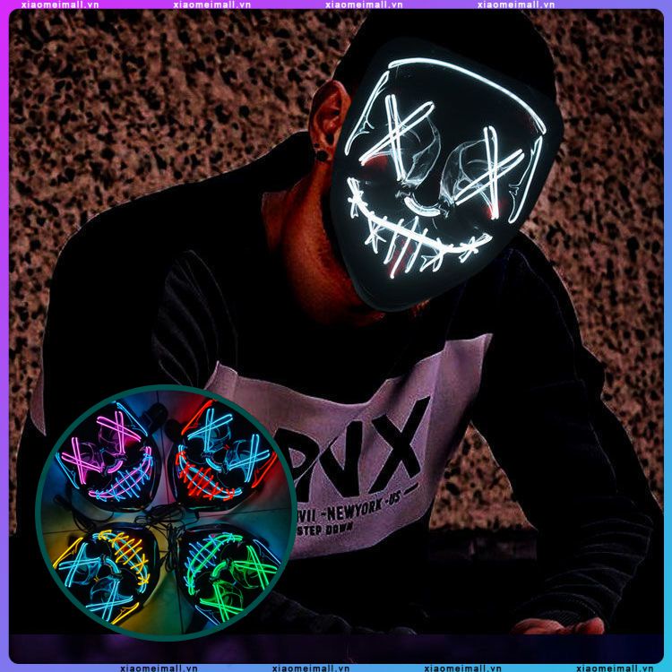 Mặt nạ ánh sáng lạnh Halloween Mặt nạ khủng bố Halloween phát sáng Bữa tiệc nam nữ Ghost Face V Lễ hội võ thuật Khí quyển Prop (xiaomeimall)