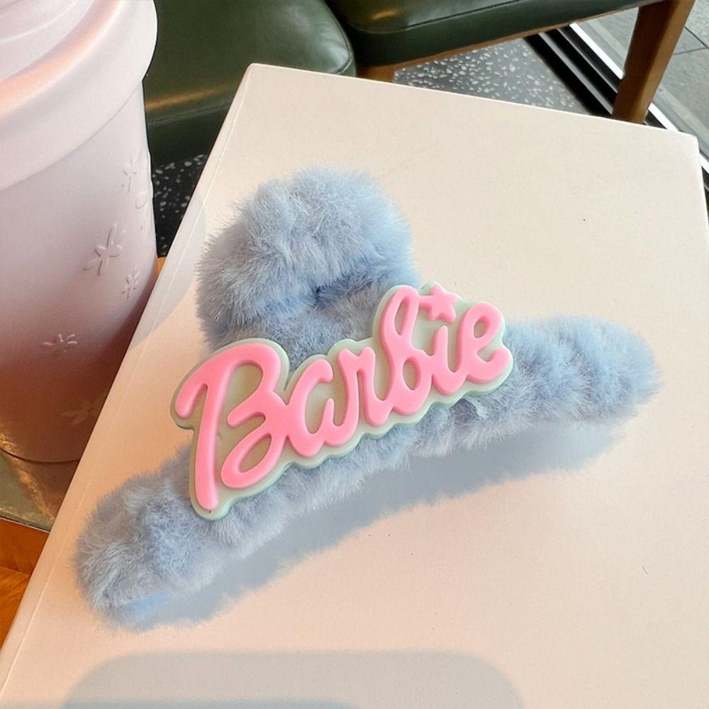 Elsworth Kẹp Tóc Lông Xù Màu Hồng Hình Ngôi Sao Chữ barbie Phong Cách harajuku Hàn Quốc Thời Trang Cho Nữ