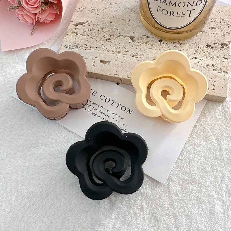 Màu cà phê sữa kẹp tóc camellia kẹp tóc ngọt ngào nữ tính khí acrylic kẹp tóc phía sau đầu buộc tóc bắt tóc phụ kiện tóc thời trang