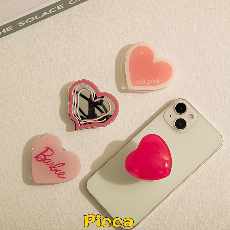 Thời trang pretty barbie ins giá đỡ điện thoại phim hoạt hình dễ thương trái tim tình yêu phổ quát đáng yêu giá đỡ có thể mở rộng hợp thời trang tay cầm điện thoại gấp ngón tay