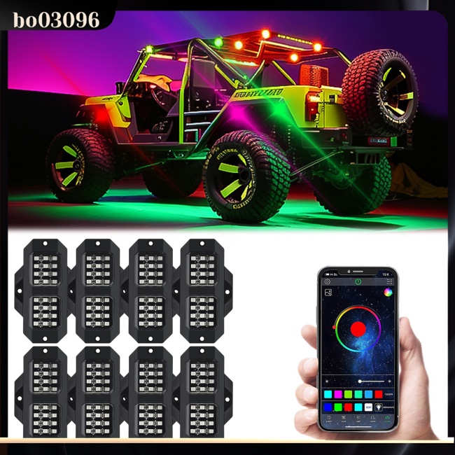 Bo rgb led rock lights kits nhiều màu bên ngoài không thấm nước bộ dụng cụ ánh sáng neon phát sáng cho atv utv suv off road auto