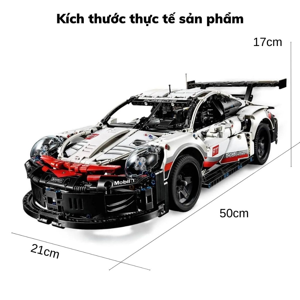 Mô hình lắp ráp siêu xe technic Posche 911 RSR 42096 tỷ Lệ 1:10 1610 chi tiết mảnh ghép cung cấp và bảo hành bởi PocToys
