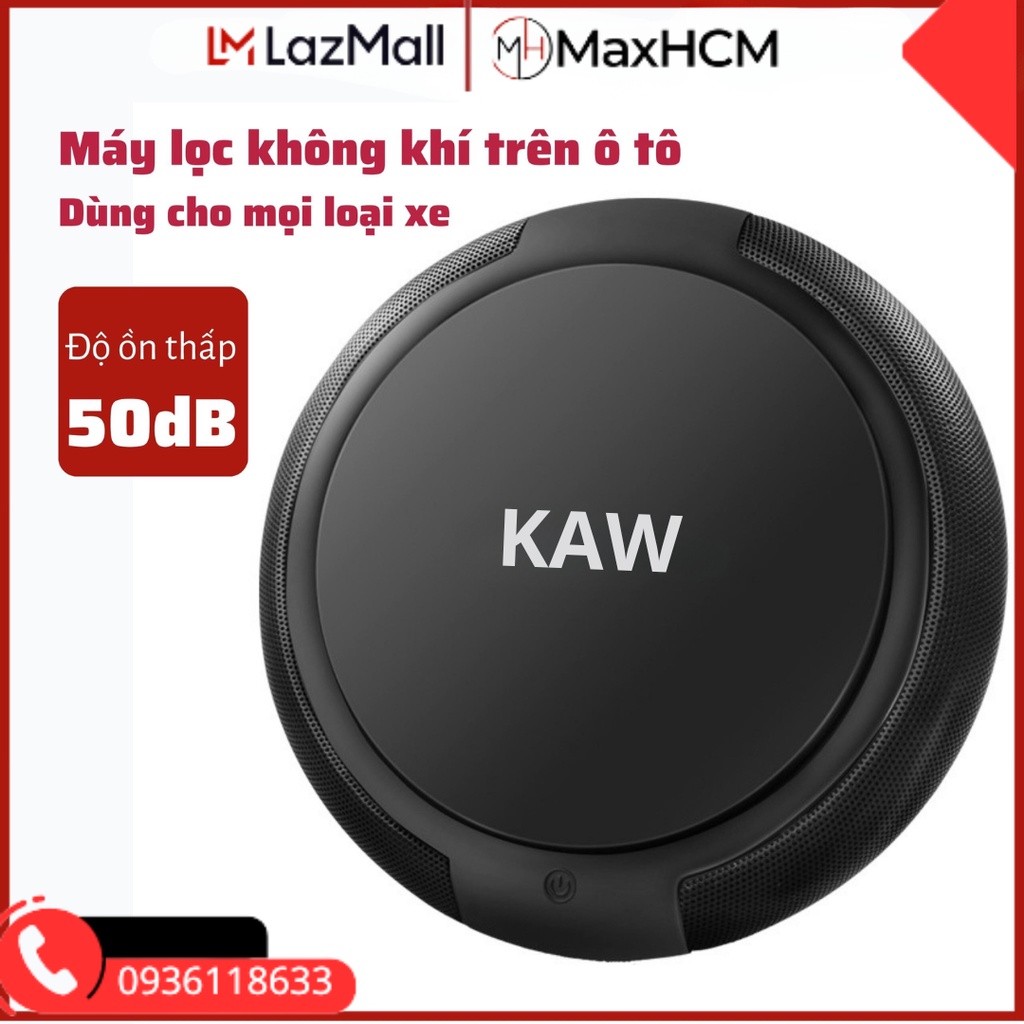 LỌC KHÔNG KHÍ TRÊN Ô TÔ, Máy Lọc Không Khí Khử Mùi Xe Hơi Cao Cấp KAW Làm Sạch Không Khí, Thiết Kế Đẹp Nhỏ Gọn