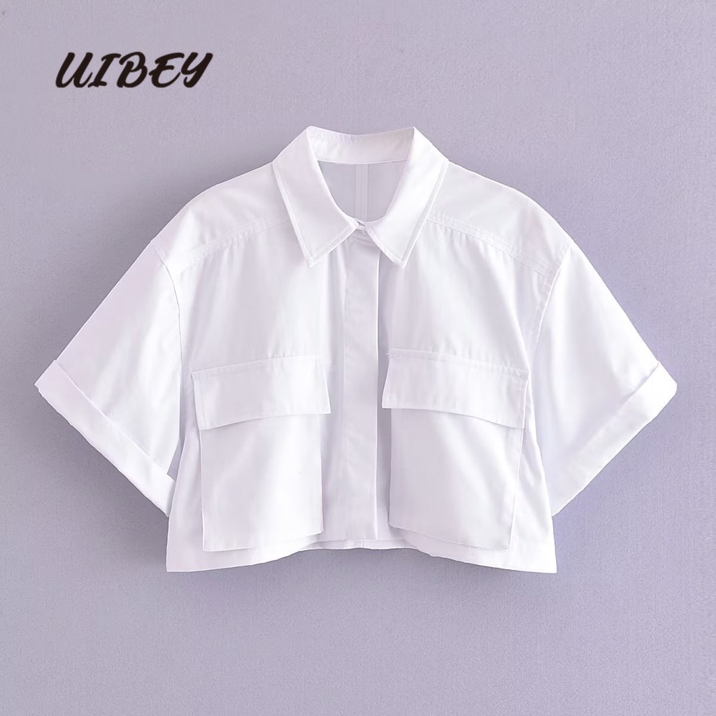 Áo sơ mi UIBEY 2638 màu trơn cổ lật đa năng thời trang