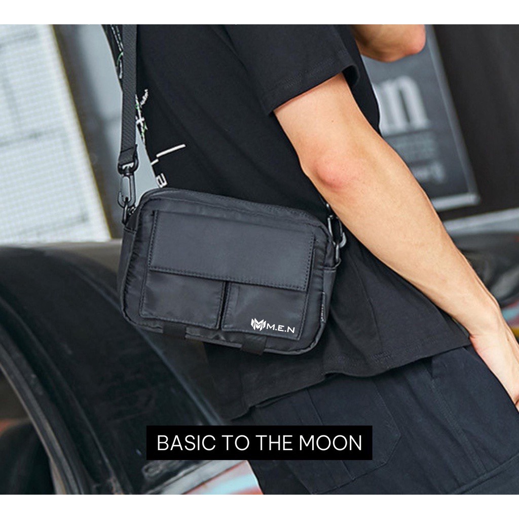 Túi đeo chéo nam trơn 5 ngăn Men coolbag kiểu dáng đi chơi phượt đen ngầu  DE23