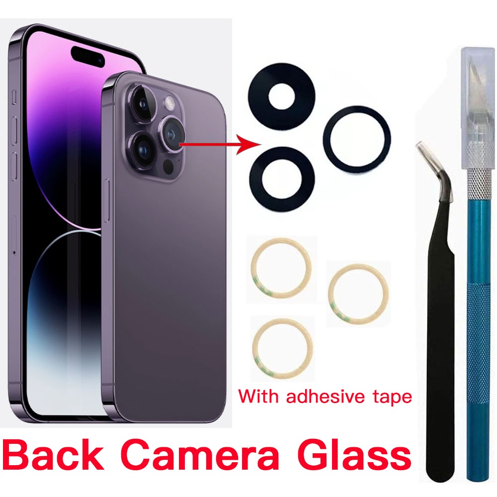 Mặt sau thay mặt kính camera sau + dụng cụ tháo + keo 3m cho iphone x xr xs 11 12 13 14 plus pro max