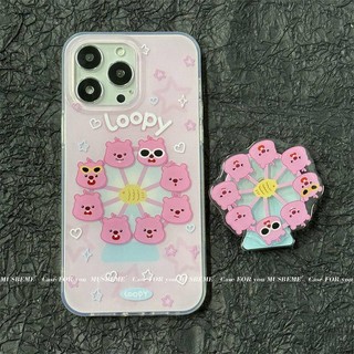 Ốp Điện Thoại Silicon Mềm Chống Sốc Có Vòng Đỡ Vòng Đu Quay Dễ Thương Cho iPhone14promax 13 11 12