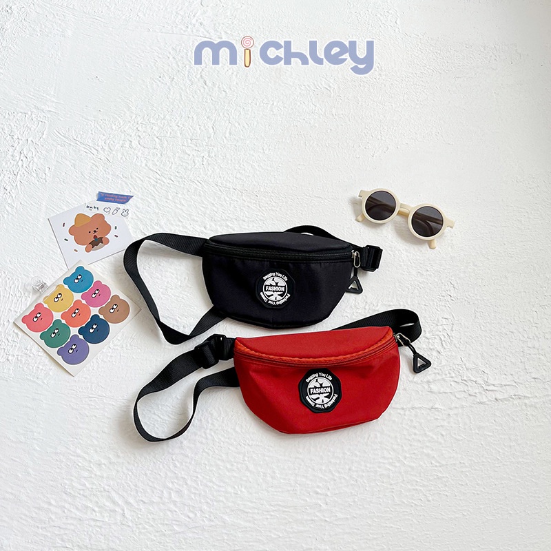 Michley hợp thời trang mát mẻ bé trai đeo chéo túi đeo ngực nhỏ thời trang bé in tiền xu ví trẻ em quần áo sàn catwalk mặc phù hợp với túi trang trí túi nhỏ