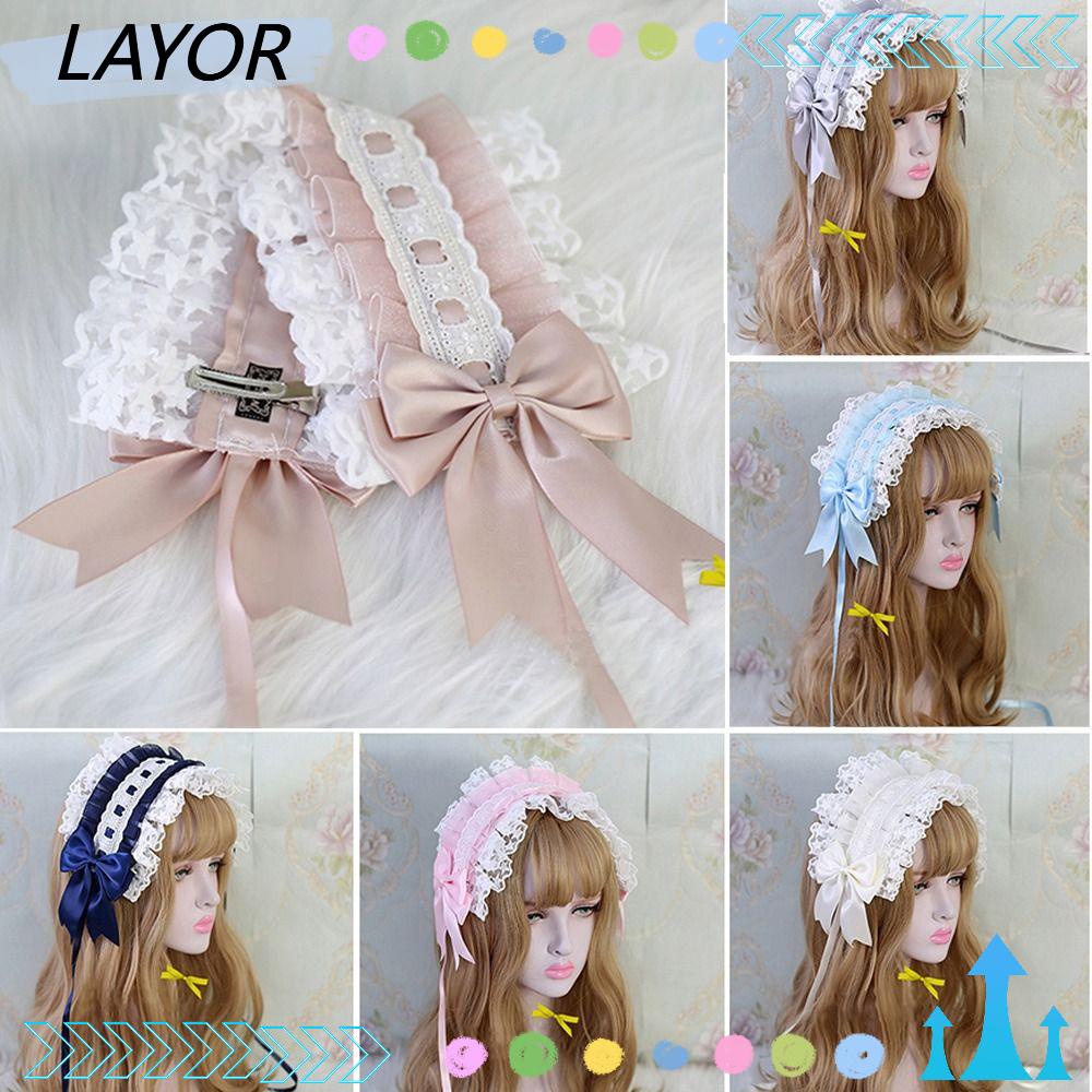 Lay lolita ruffled headband ngọt ngào cosplay mũ cài tóc barrettes thêu kẹp tóc