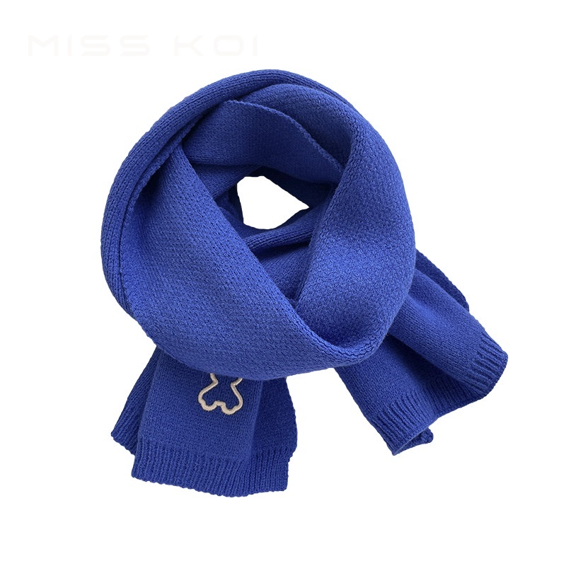 Misskoi  Khăn Choàng Len Dệt Kim Dài Màu Trơn Phong Cách Hàn Quốc Giữ Ấm Mùa Đông Cho Cặp Đôi