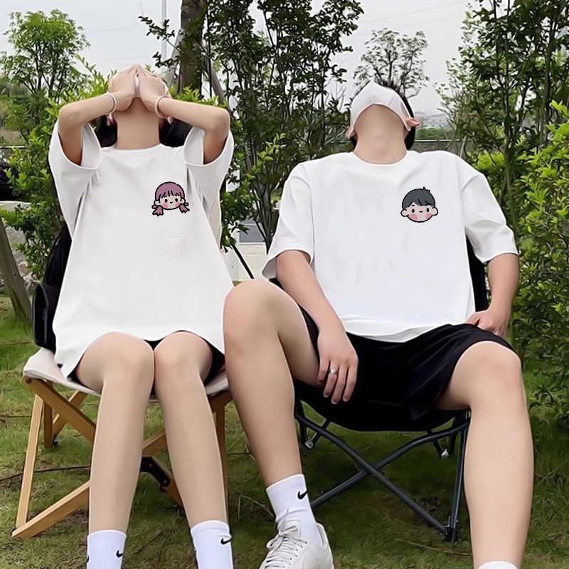 Fashmily 100% cotton lỏng tay áo t-shirt nữ in hoạt hình dễ thương phiên bản hàn quốc tees mùa hè mới quá khổ cô gái béo áo sơ mi nữ