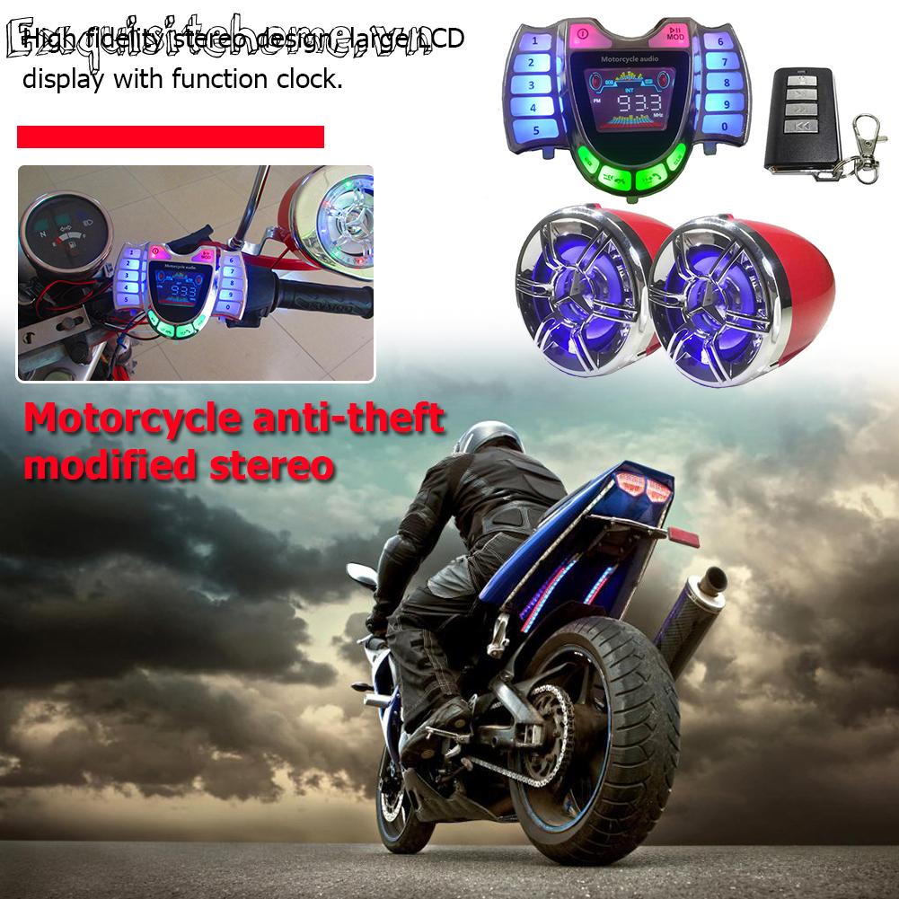 Xe máy hệ thống âm thanh tương thích bluetooth loa âm thanh nổi bộ sạc usb radio