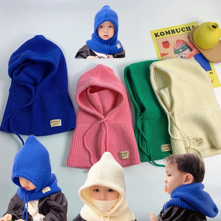 Mũ Len Kèm Khăn Choàng Một Mảnh Thời Trang Thu Đông Hàn Quốc Cho Bé Trai Và Gái