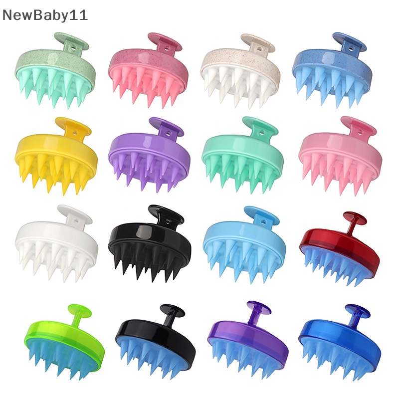 Newbaby lược massage silicon bằng nhựa làm sạch da đầu triệt để massage da đầu tạo bọt dễ dàng bàn chải massage đầu bàn chải gội đầu bàn chải tắm.