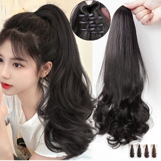 Tóc giả xoăn dài hàn quốc phụ nữ tự nhiên tóc giả kẹp kẹp tóc đuôi ngựa phần mở rộng tóc thời trang tóc giả kẹp tóc 40cm