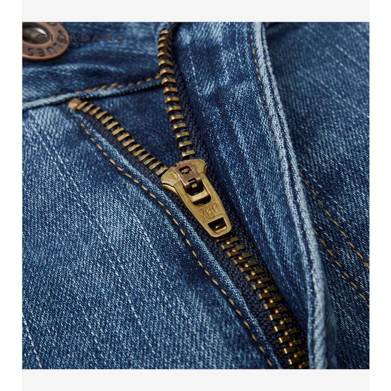 Quần jean cạp vừa in hình năm túi GIORDANO 18113619