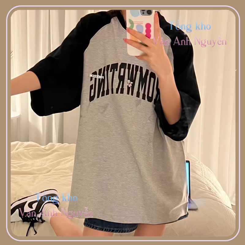 Áo thun Baby Tee Fromwrting tay phối chất cotton khô form rộng Unisex