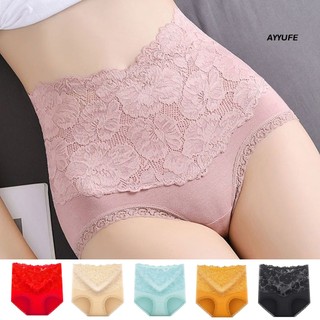 Quần lót nữ ôm sát AYYUFE cotton ren thêu hoa cạp cao thoáng khí khử khuẩn hút ẩm