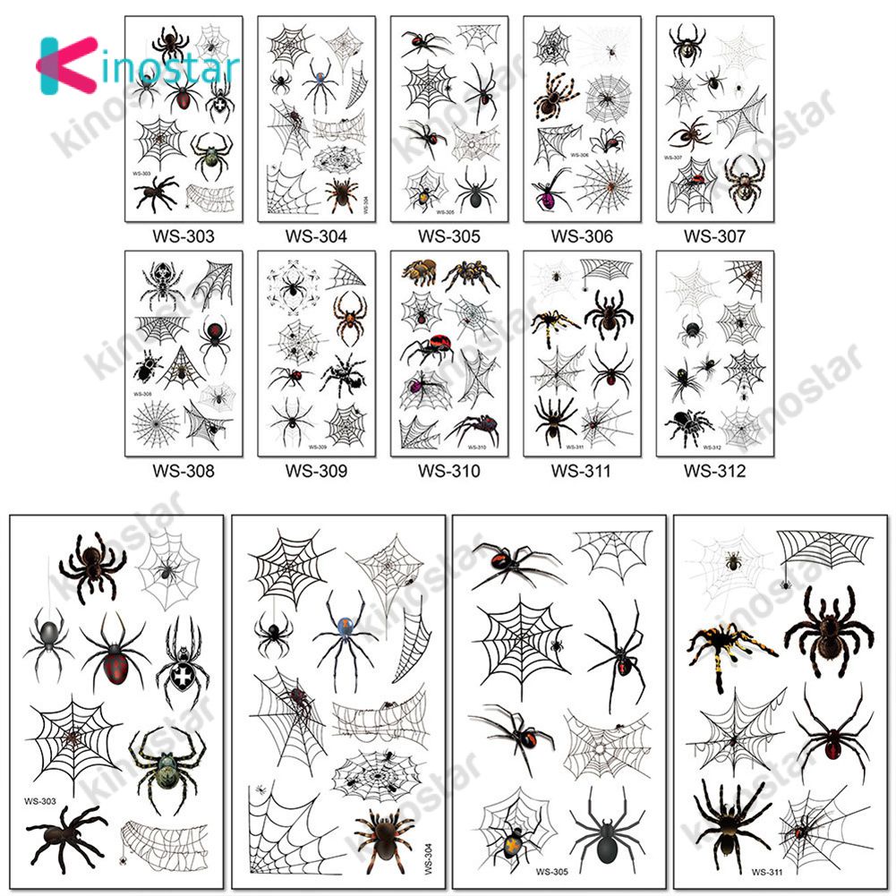 Đồ Trang Trí Halloween Chống Thấm Nước Hình Xăm Con Nhện Kinh Dị Nhãn Dán Nhập Vai Đạo Cụ.