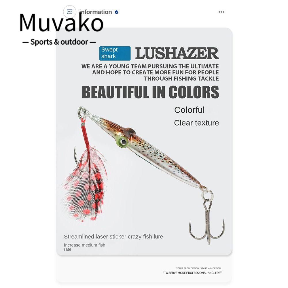 Muvako Mồi câu mực cứng, mồi câu cá jigging eyes, wobblers bền sống động như thật chìm mồi nhân tạo ngoài trời