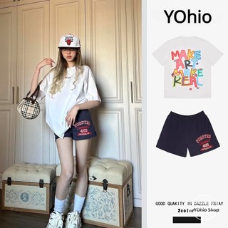 Bộ thể thao nữ plus size mùa hè thường mỹ t-shirt tay ngắn và quần short thường màu hải quân