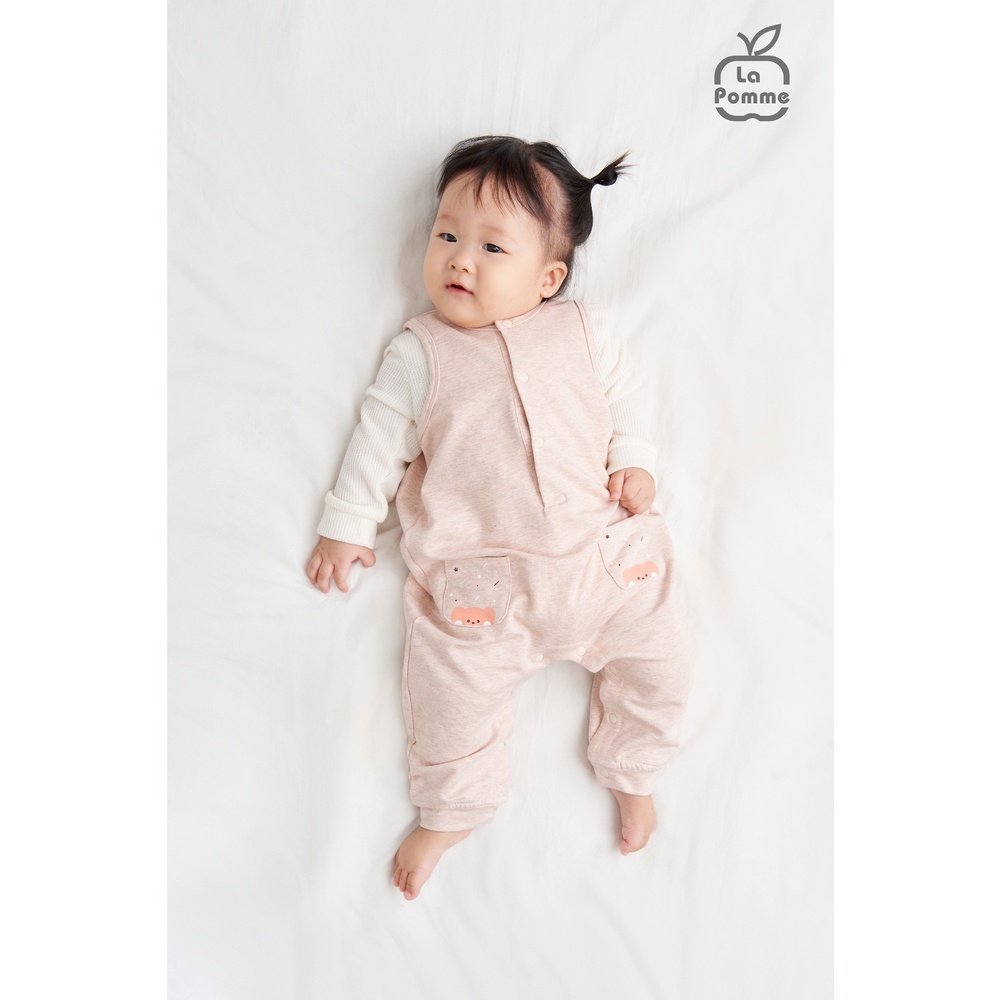 Bộ Body dài tay La Pomme hai lớp túi điệu - Be