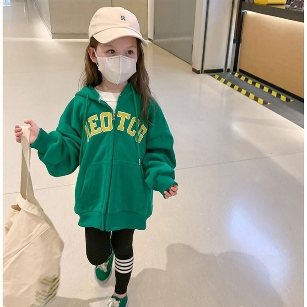 Áo khoác có mũ cho bé gái mùa thu phong cách hàn quốc áo khoác mùa xuân và mùa thu áo len lông cừu giản dị cho bé áo len cardigan phong cách phương tây