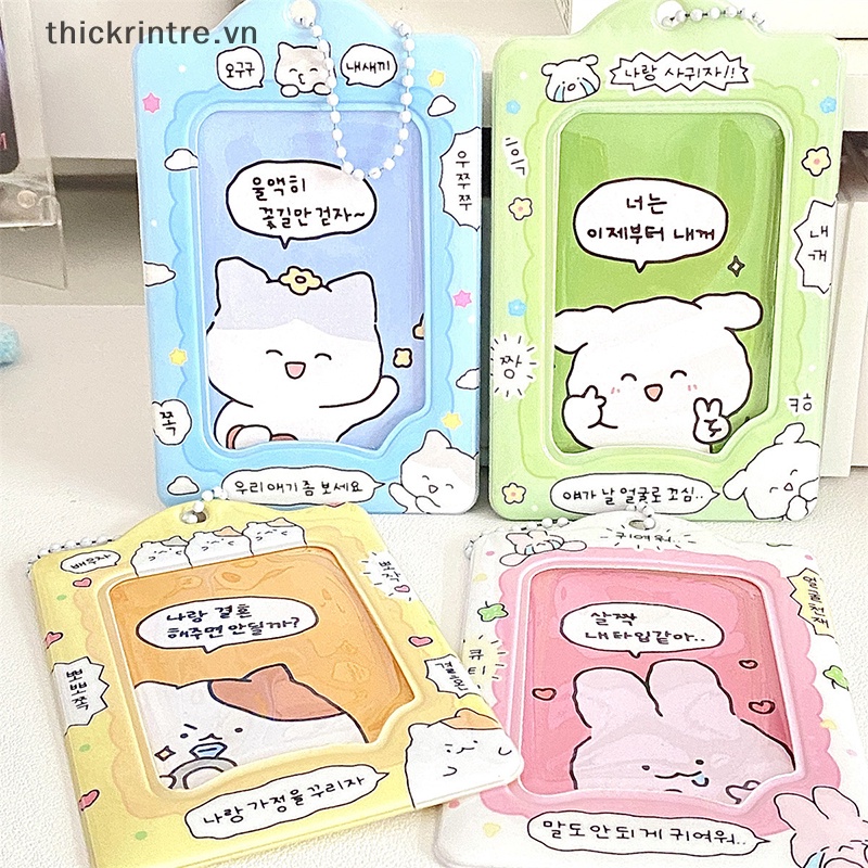Thi fashion korea 3 inch photocard holder kpop card keychain mặt dây chuyền thần tượng chủ thẻ xe buýt ngân hàng id thẻ bìa đồ dùng học sinh vn