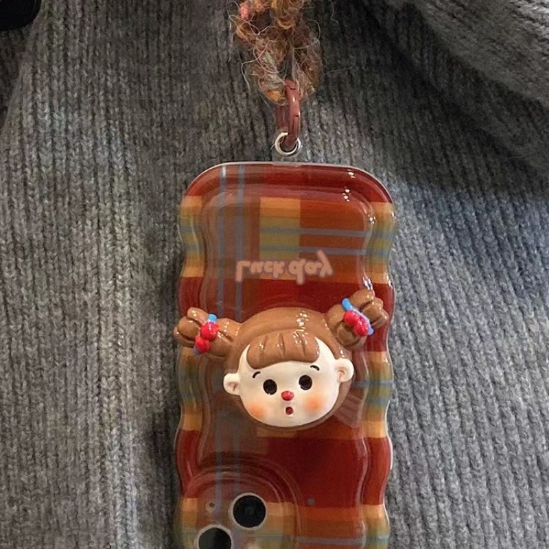 Iphone cute braid girl stand anti-drop phone case for 7 7plus 8 8plus xs xr 11 12 13 14 pro plus promax